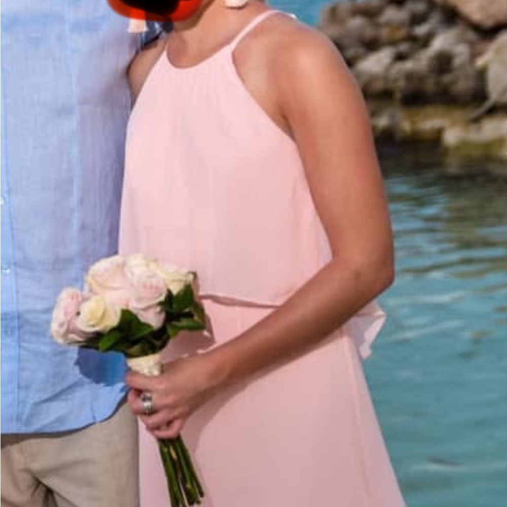 David's Bridal Pink Halter Sundress for Weddings